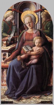 Madonna und Kind inthronisiert mit zwei Engeln Renaissance Filippo Lippi Ölgemälde